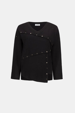 Asymmetric sweater with metal stud detail - Dresses Boutique B.V.