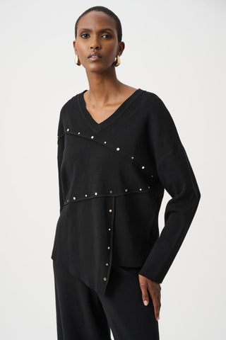Asymmetric sweater with metal stud detail - Dresses Boutique B.V.