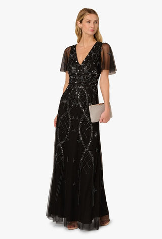 Bead flutter sleeve dress - Dresses Boutique B.V.