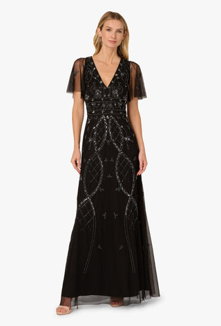 Bead flutter sleeve dress - Dresses Boutique B.V.