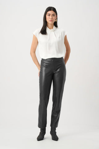 Bonded Leatherette Straight Pull-On Pants - Dresses Boutique B.V.