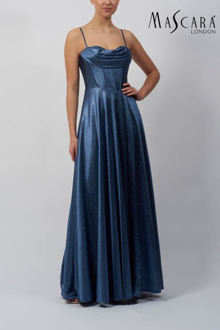 Boned drape satin Storm Blue - Dresses Boutique B.V.