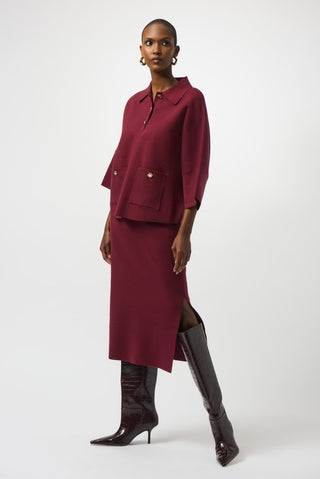 Boxy Pullover With Polo Collar Merlot - Dresses Boutique B.V.