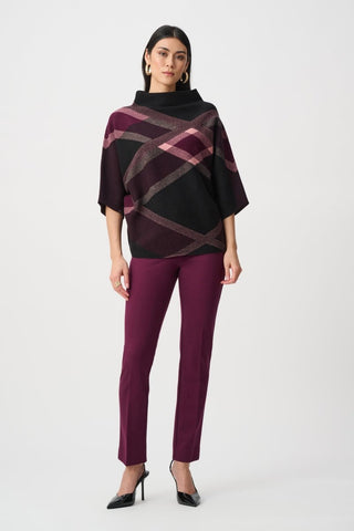 Brushed Viscose And Nylon Plaid Funnel - Neck Sweater Black / Multi - Dresses Boutique B.V.