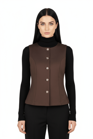Bruxelles gilet Choco - Dresses Boutique B.V.