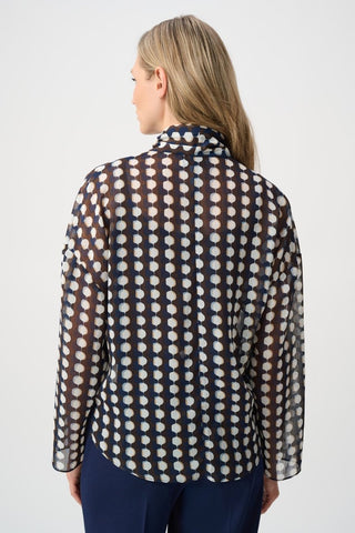 Chiffon Geometric - Print Tie - Neck Blouse - Dresses Boutique B.V.