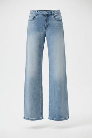 Classic Wide-Leg Stretch Jeans Light Blue Denim
