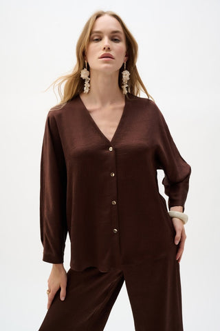 Crushed Satin Boxy Top With Dolman Sleeves - Dresses Boutique B.V.