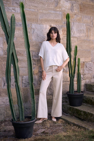Denim Wide Leg Jeans With Rhinestones - Dresses Boutique B.V.