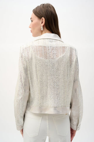Faux Suede Foiled Knit Moto Jacket - Dresses Boutique B.V.