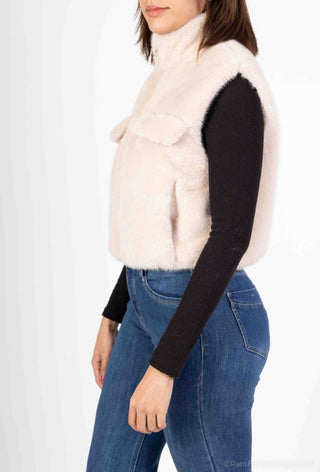 Faux fur bodywarmer Beige - Dresses Boutique B.V.