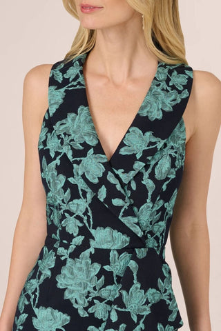 Floral Jacquard Shawl Collar Gown - Dresses Boutique B.V.