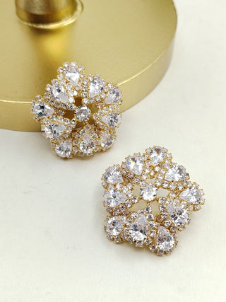 Flower strass earring Gold - Dresses Boutique B.V.