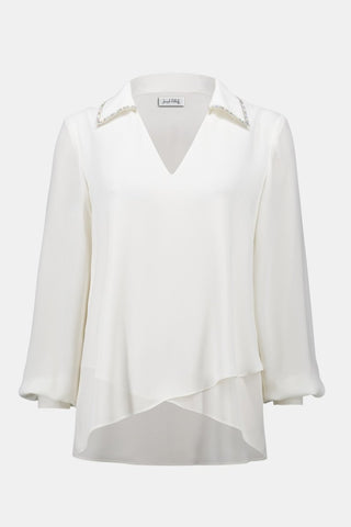 Georgette flared blouse Winter White - Dresses Boutique B.V.