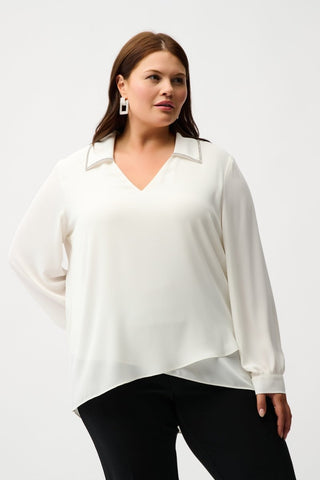 Georgette flared blouse Winter White - Dresses Boutique B.V.
