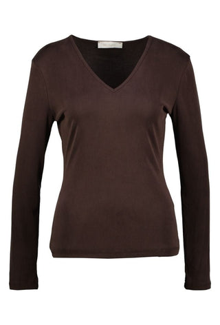 Glasgow Vneck LS top Choco - Dresses Boutique B.V.