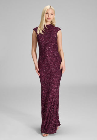High neck sequin dress Mulberry - Dresses Boutique B.V.