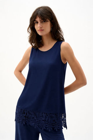 Lace Hem Sleeveless Top Midnight blue - Dresses Boutique B.V.
