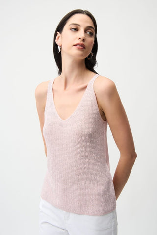 Metallic Knitted Camisole with Rhinestones Petal Pink - Dresses Boutique B.V.