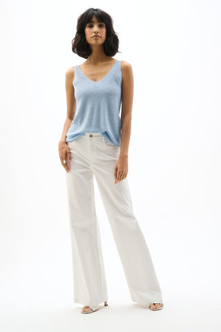 Metallic Knitted Camisole with Rhinestones Sky Blue - Dresses Boutique B.V.