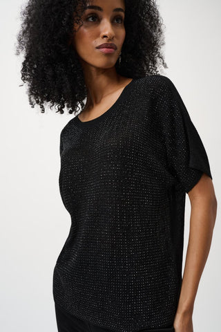 Metallic Knitted T-shirt with Rhinestones - Dresses Boutique B.V.