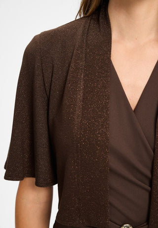 Minala glitter cardi Chocolate Brown - Dresses Boutique B.V.