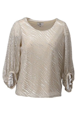 Ranu lurex blouse Beige / Silver - Dresses Boutique B.V.