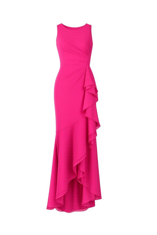 Ruffle crepe halter gown - Dresses Boutique B.V.
