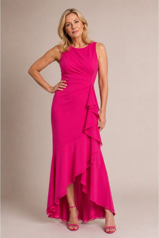 Ruffle crepe halter gown - Dresses Boutique B.V.