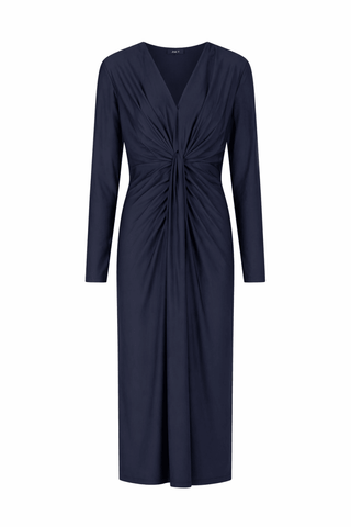 Satin Effect Knit Draped V - Neck Sheath Dress - Dresses Boutique B.V.