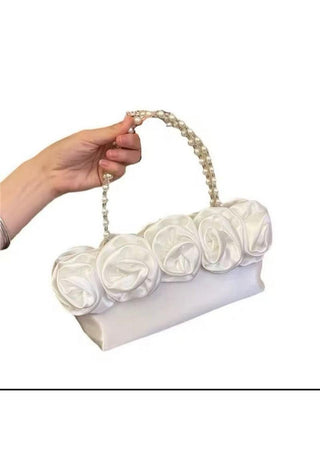 Satin flower clutch White - Dresses Boutique B.V.
