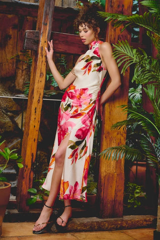 Satin flower dress - Dresses Boutique B.V.