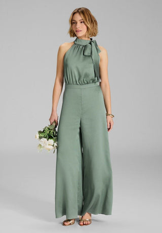 Satin tie - neck jumpsuit - Dresses Boutique B.V.