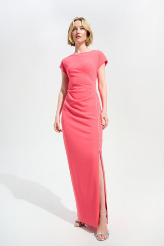 Scuba Crepe Gown with Rhinestones Paradise Coral - Dresses Boutique B.V.