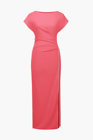 Scuba Crepe Gown with Rhinestones Paradise Coral - Dresses Boutique B.V.
