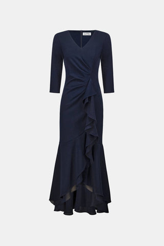 Scuba Crepe and Chiffon Ruffled Trumpet Gown - Dresses Boutique B.V.