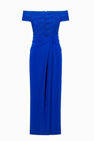 Silky Knit And Cascade Off - Shoulder Sheath Gown - Dresses Boutique B.V.