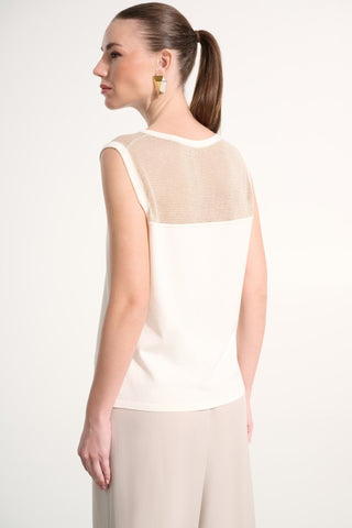 Soft Knit Straight Cami With Mesh Yoke - Dresses Boutique B.V.