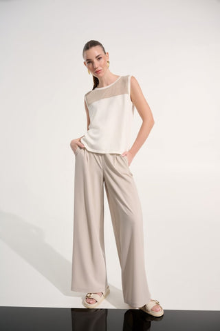 Soft Knit Straight Cami With Mesh Yoke - Dresses Boutique B.V.