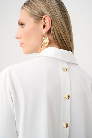 Stretch Poplin Shirt - Collar Boxy Top - Dresses Boutique B.V.