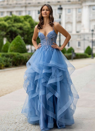 Tulle evening dress with flounces Vintage Indigo - Dresses Boutique B.V.