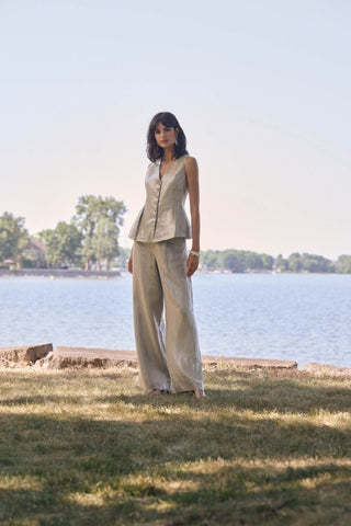 Wide leg linen pants - Dresses Boutique B.V.