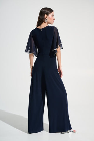 Wrap wide leg jumpsuit rhinestone trim - Dresses Boutique B.V.