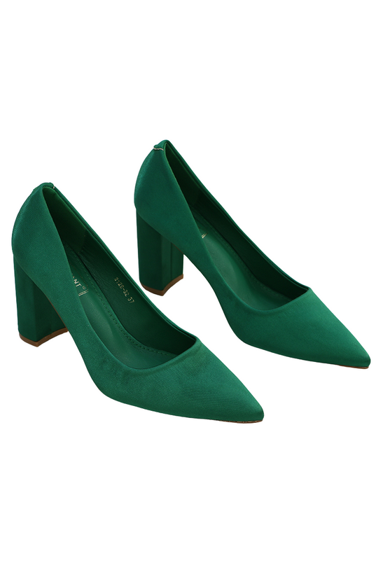 Suedine color block heel