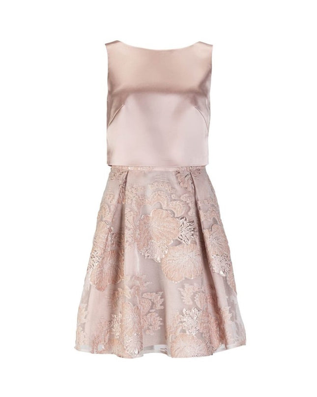 SWING - A-lijn jurk met organza rok - Jurken - 36 / Champagne - Dresses Boutique jurkenwinkel Sittard