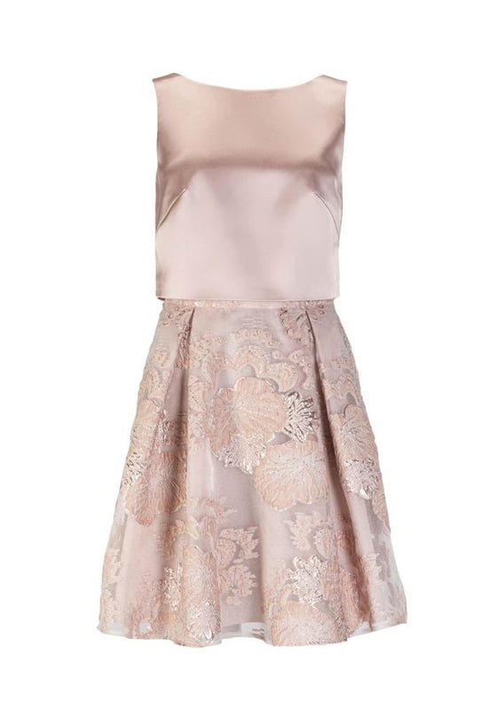 SWING - A-lijn jurk met organza rok - Jurken - 36 / Champagne - Dresses Boutique jurkenwinkel Sittard
